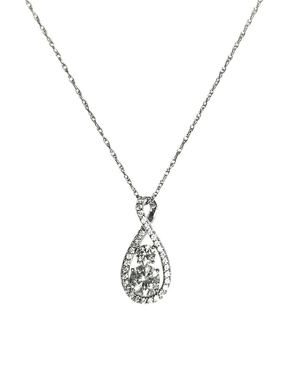 Sterling Silver Infinity Teardrop Pendant Necklace